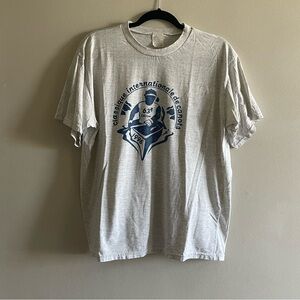 Vintage Grey Tee with Blue French Graphic